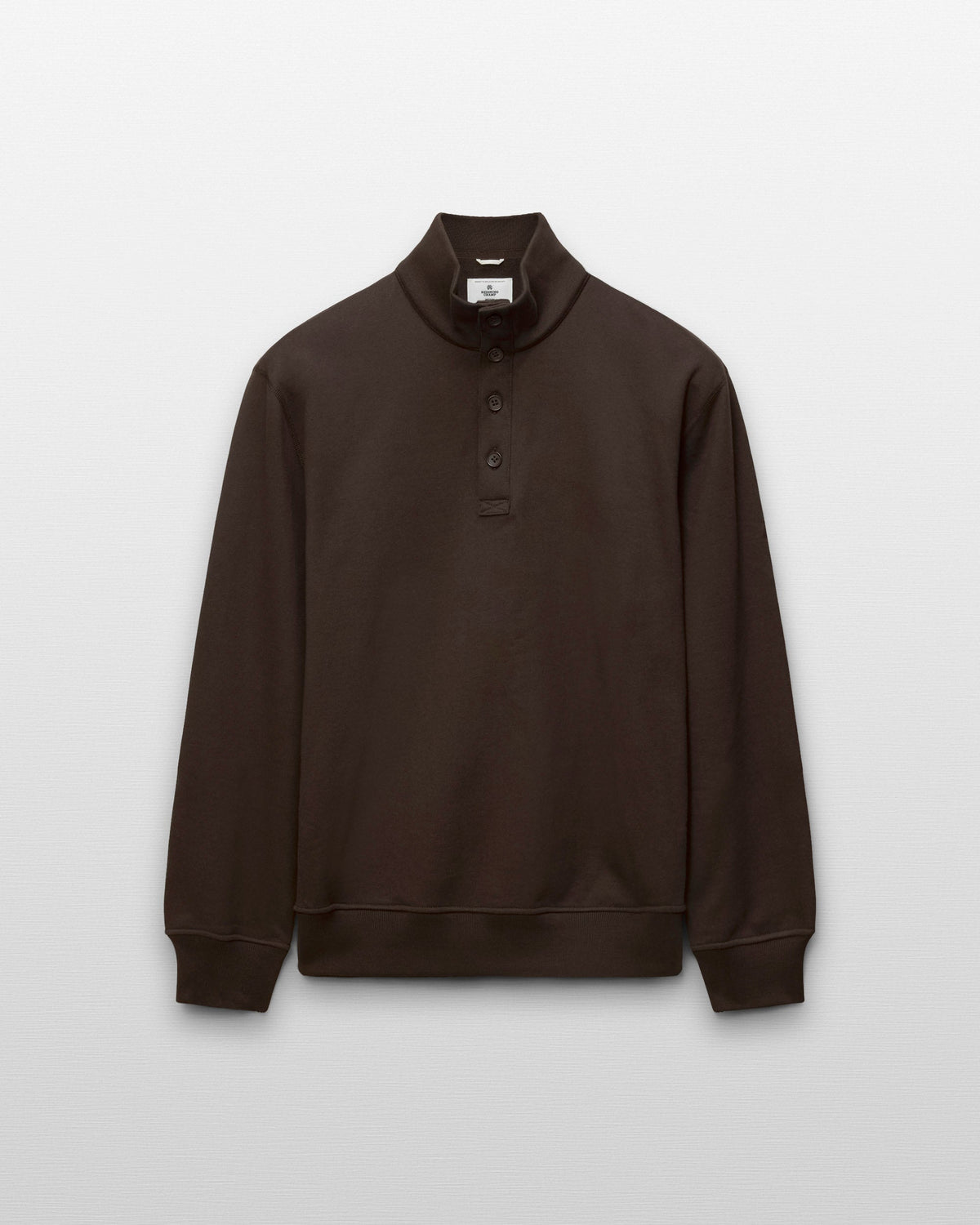 Midweight Terry Standard Button Mockneck