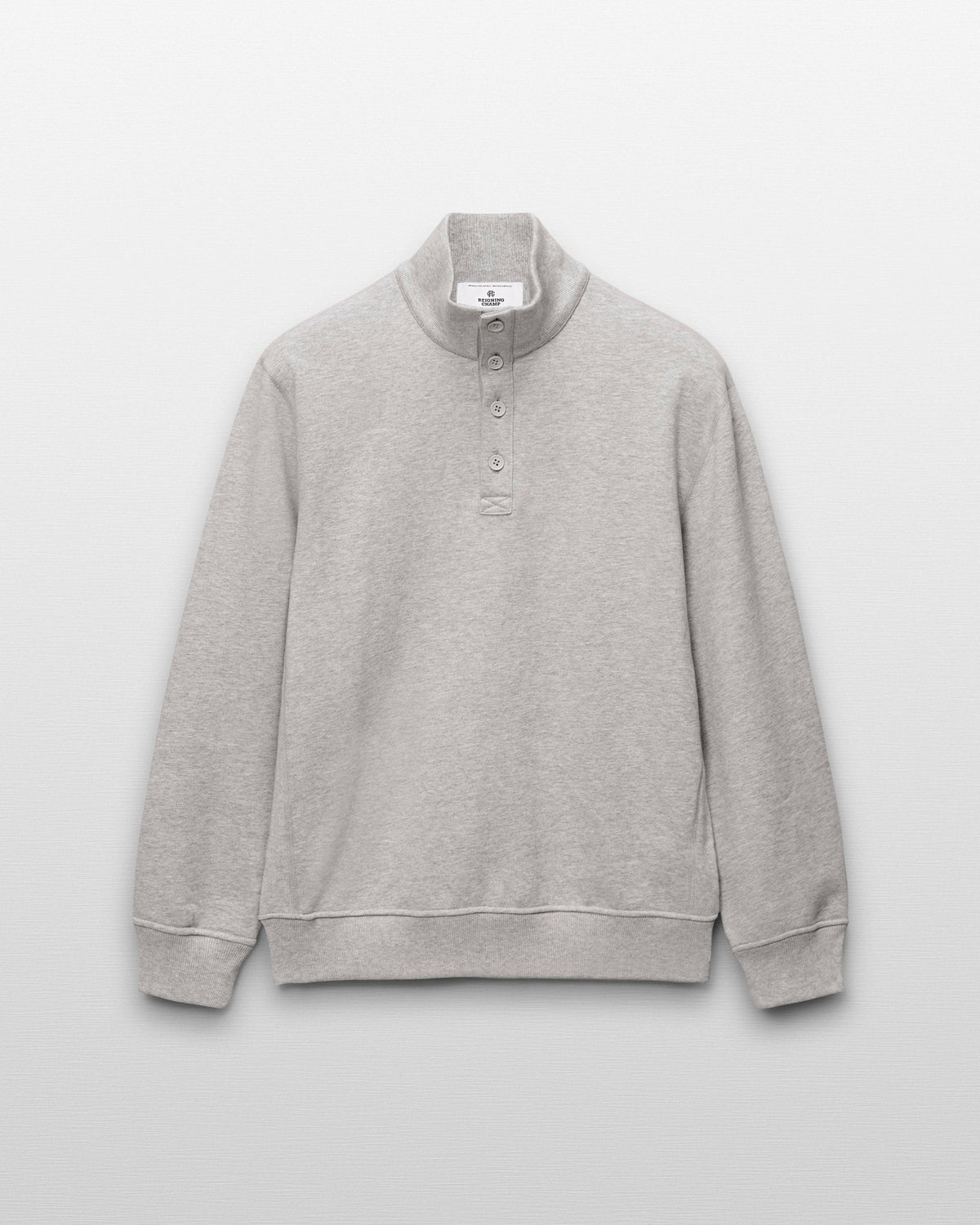Midweight Terry Standard Button Mockneck